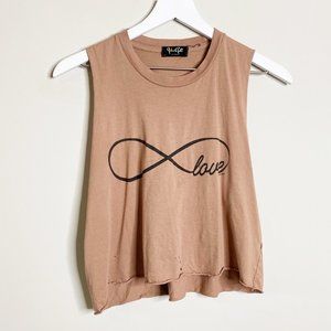 Brandy Melville Infinity Love Tan Brown Muscle Tank Crop Top